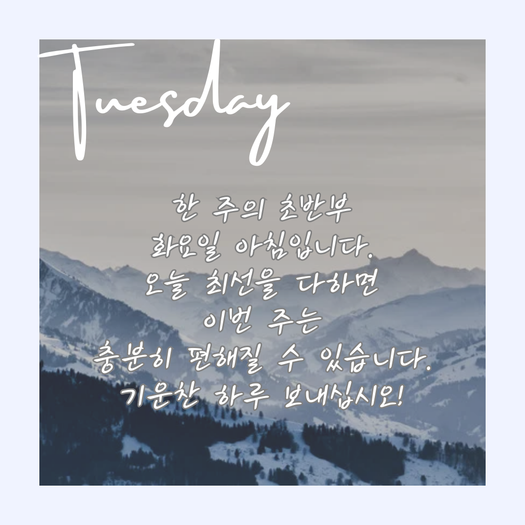 화요일 출근길 아침 인사말 문구 이미지 모음