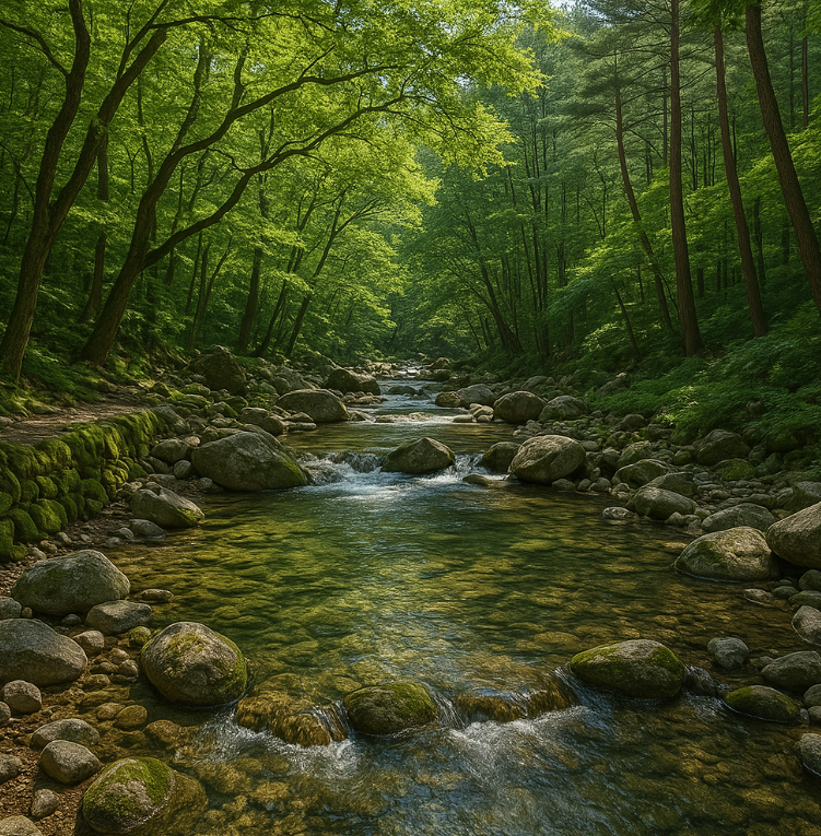 경북 울진 덕구계곡 상류 오르는 모습