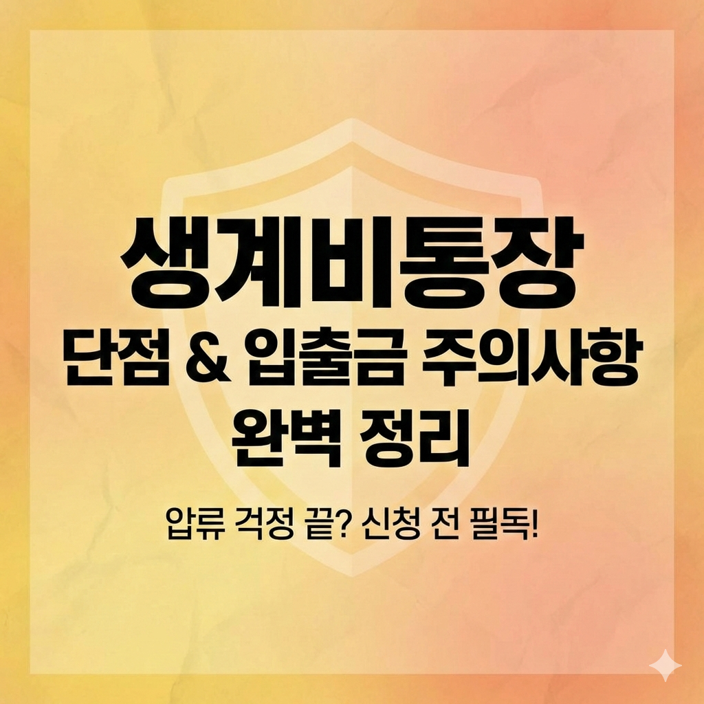 생계비통장 신청 전 단점과 입출금 주의사항 완벽 정리 가이드