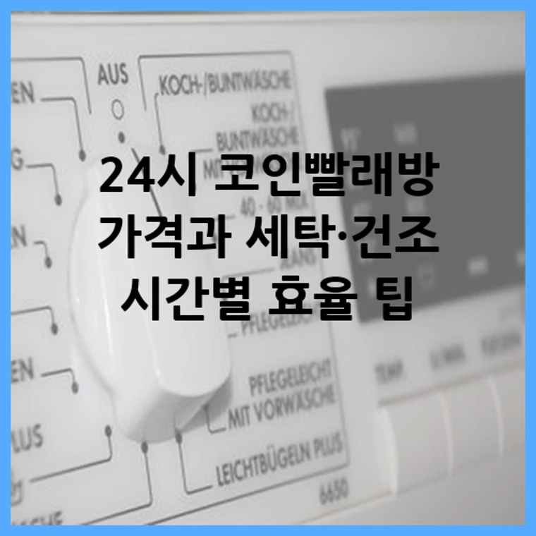 24시 코인빨래방 가격과 세탁·건조 시간별 효율 팁