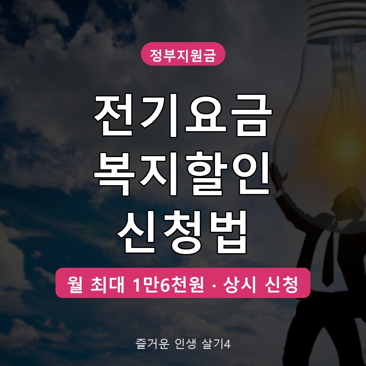 전기요금 복지할인 신청 방법, 대상별 할인금액 월 최대 1만6천원 정리