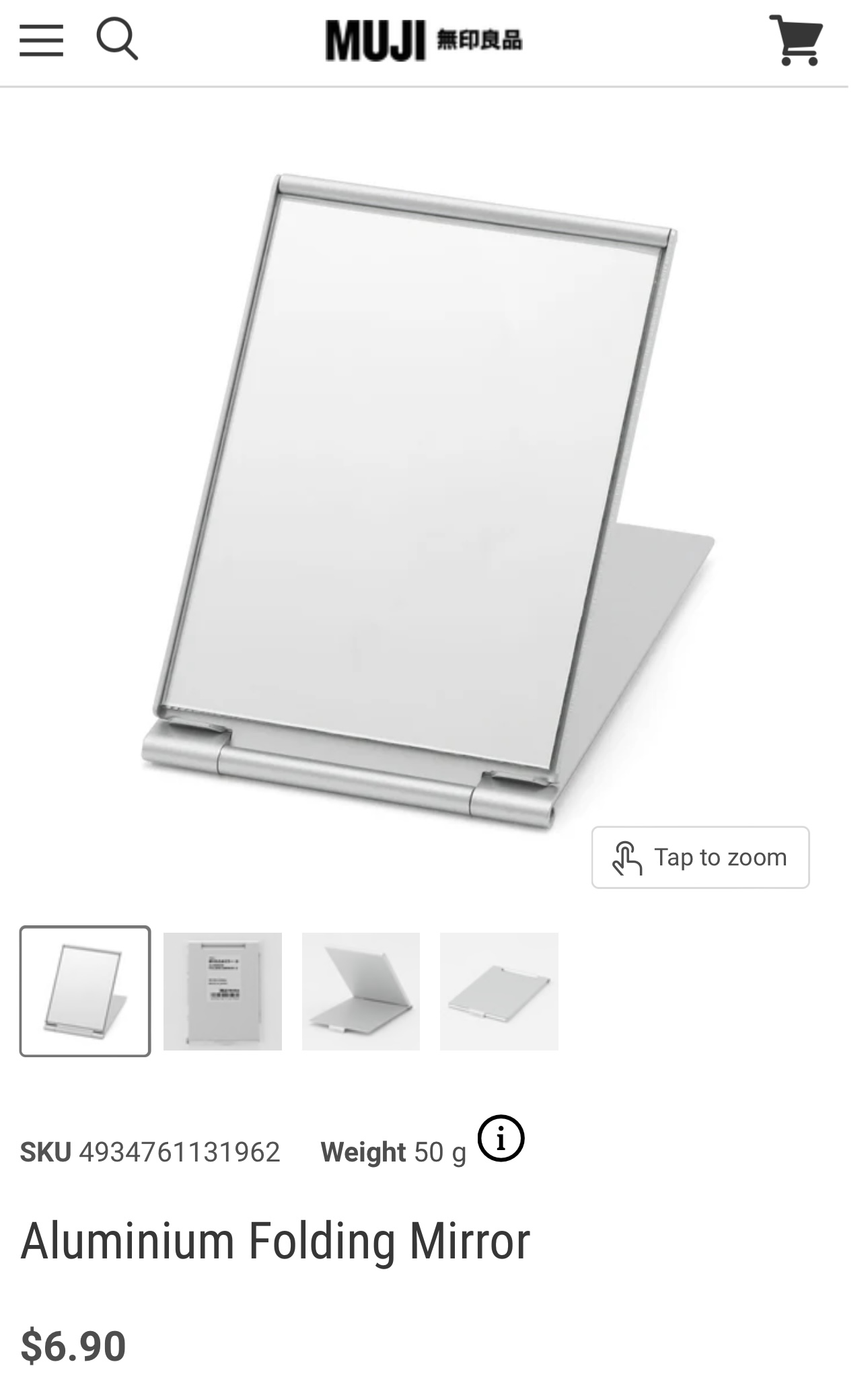 (왼) 아마존에서 팔고있는 탁상용 거울 20불이 넘는다 (오) 무지에서 산 손거울 6불이 넘는다