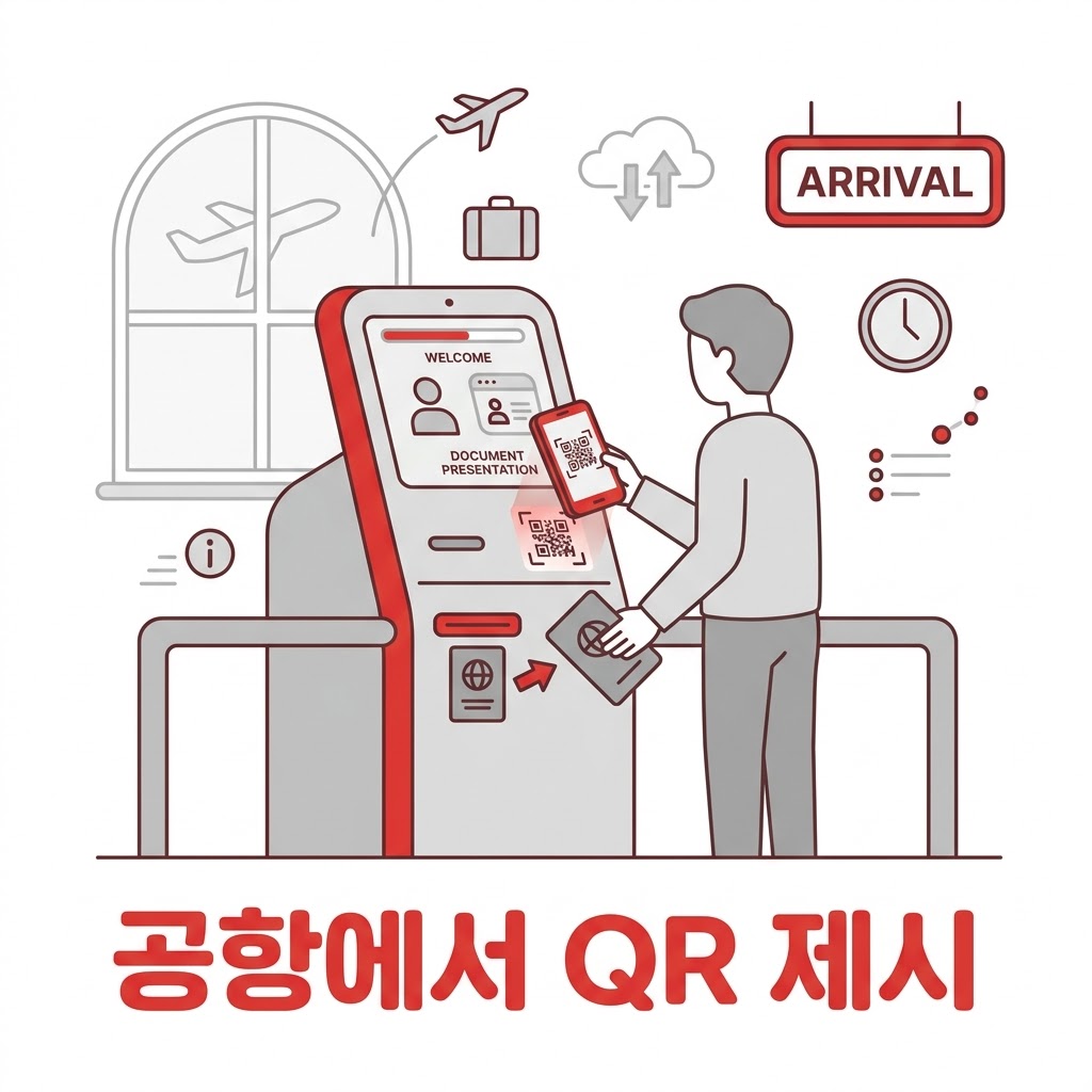 비짓재팬웹 일본 공항 입국심사 세관 QR코드 제시 방법 인포그래픽