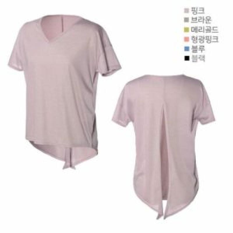 브이넥 반팔 티셔츠 요가 커버업 요가복 반팔티