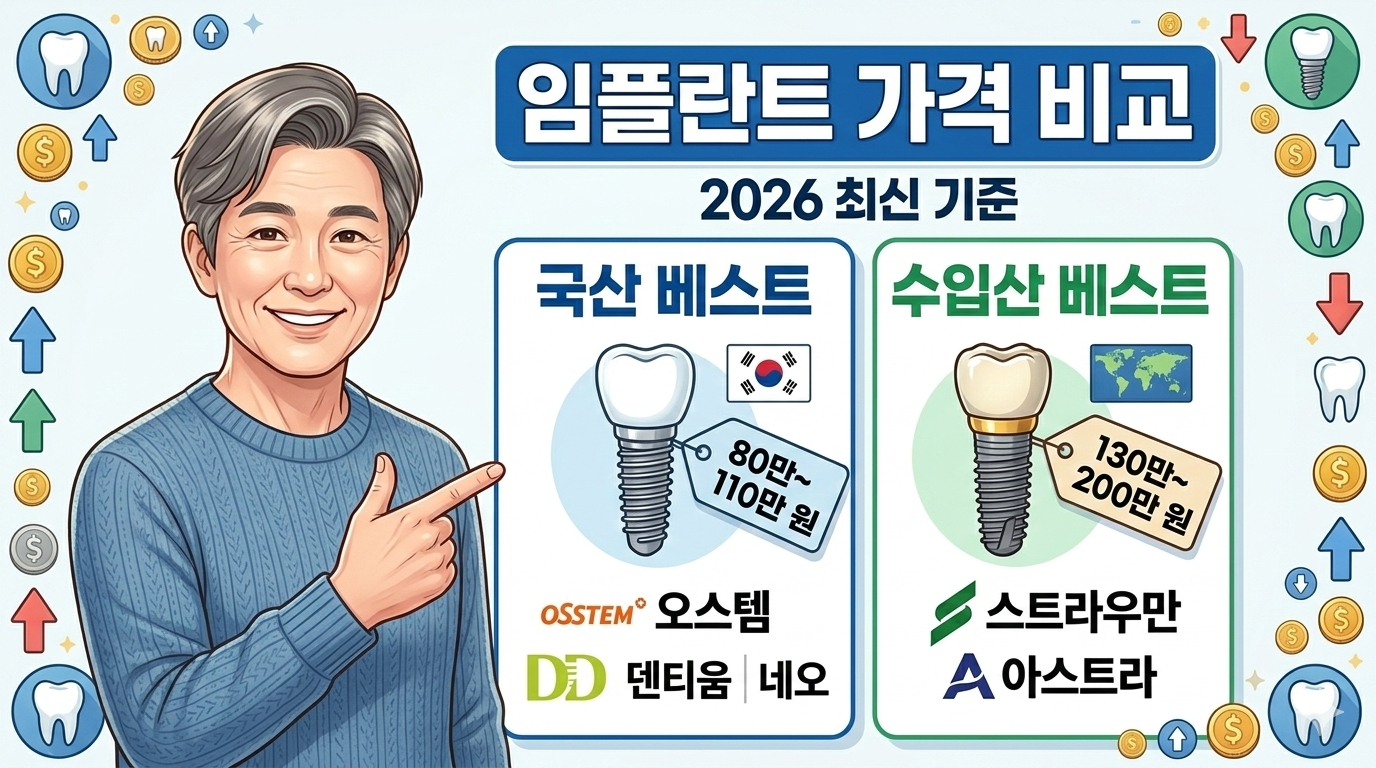 2026 임플란트 가격 비교: 국산 3개사 vs 수입산 2개사 가격비교