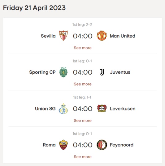 UEFA 유로파리그 8강 2차전 경기 일정 한국시간