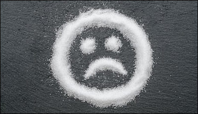 설탕으로 만든 우는 이모티콘