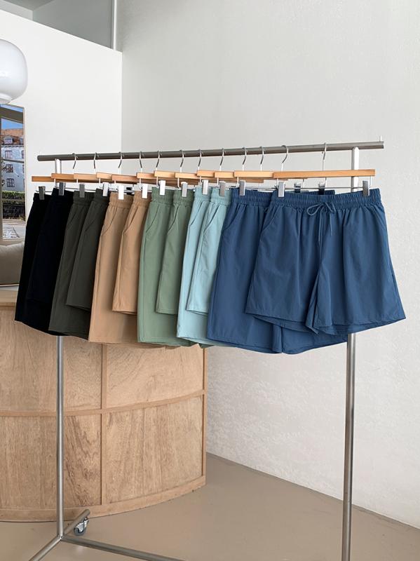 1 1 2단기장 바스락 스판 하이웨스트 밴딩 반바지