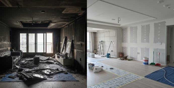 경산 화재청소 전후