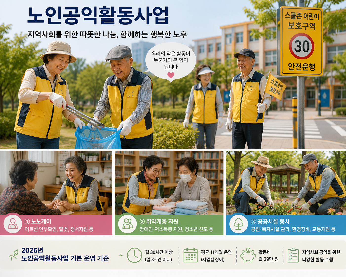 노인공익활동사업에 참여해 지역사회 봉사활동을 하는 어르신들