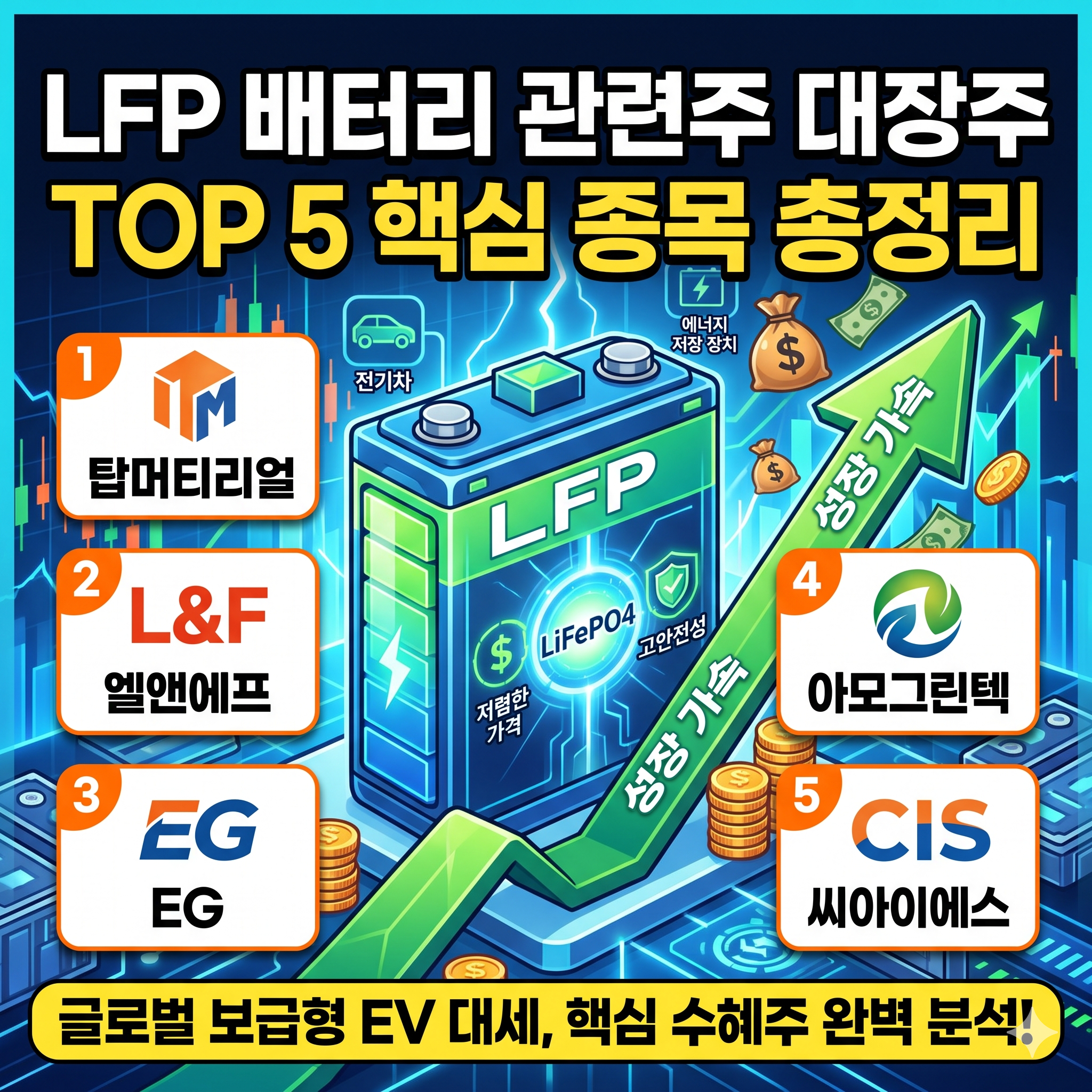LFP 배터리 관련주 대장주 TOP 5 핵심 수혜 종목 총정리