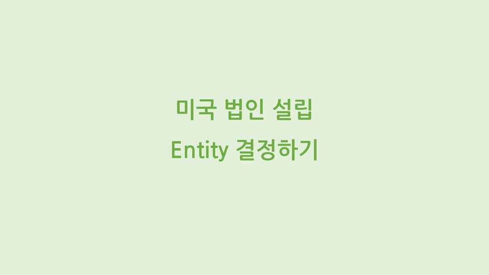 미국 법인 설립 Entity 결정하기