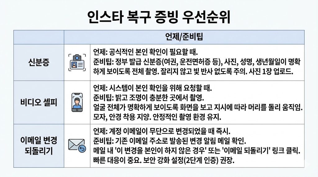 인스타 고객센터 &lsquo;증빙자료&rsquo; 뭐가 먹힐까? 2026 최신: 신분&middot;이메일&middot;결제 체크리스트