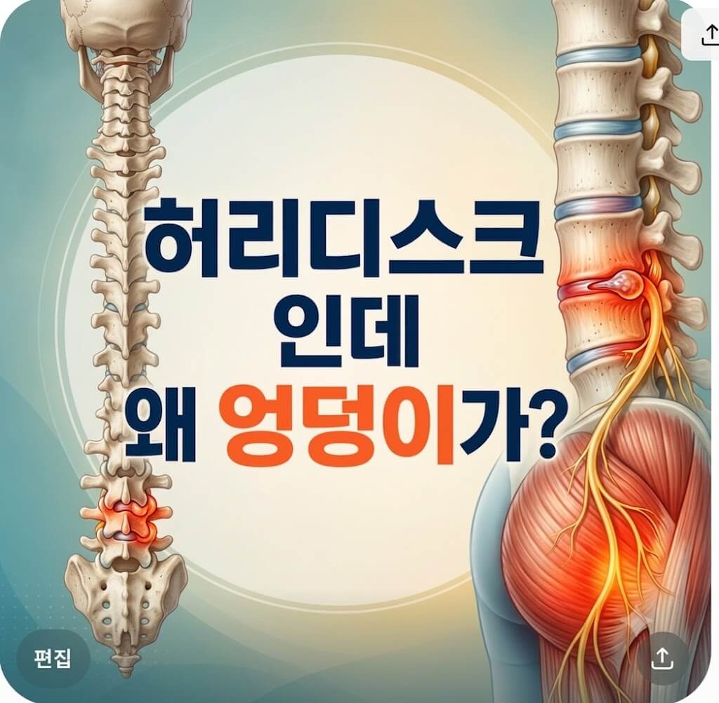 허리디스크가 엉덩이 통증을 일으키는 원리를 표현한 대표 이미지