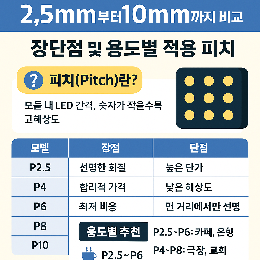 LED 모듈 2.5mm부터 10mm까지 비교: 장단점 및 용도별 적용 피치