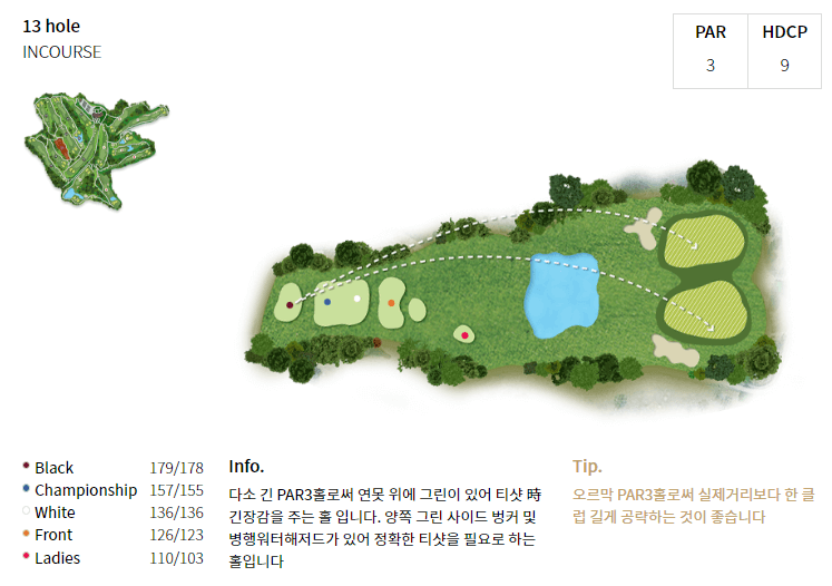 자유 컨트리클럽 인코스 공략도 13