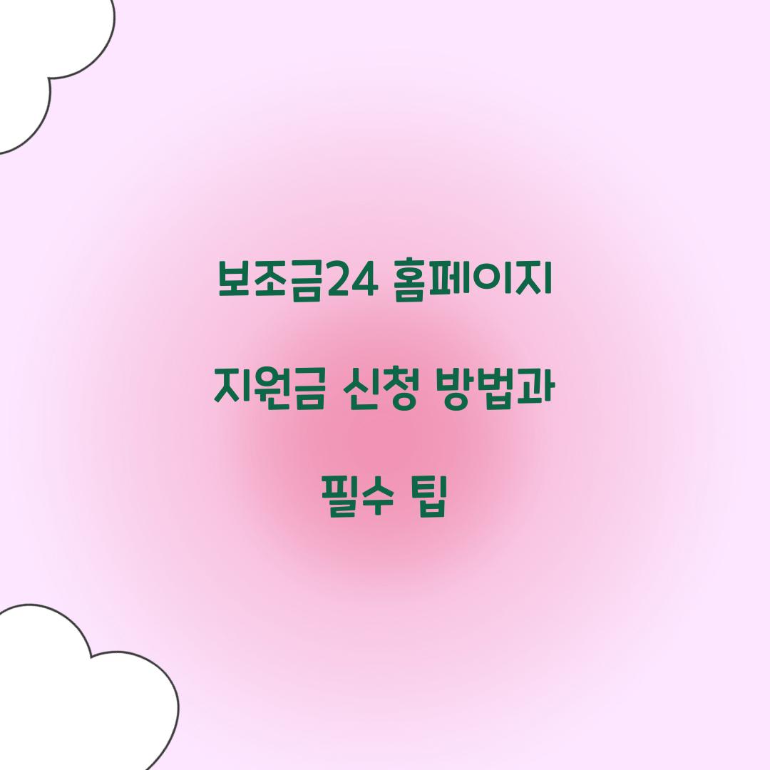 보조금24 홈페이지 지원금 신청