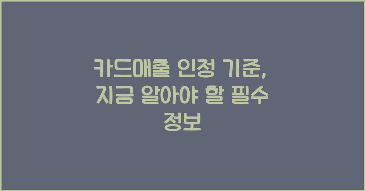 카드매출 인정 기준