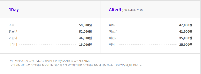 롯데월드이용권금액