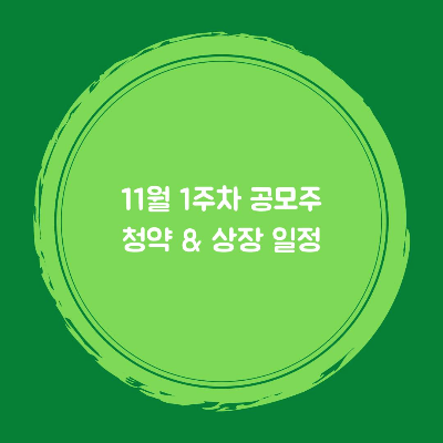 2021년 11월 1주차 공모주 일정 정리