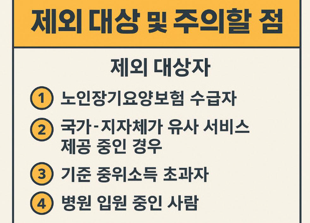 가사간병 방문지원 제외 대상