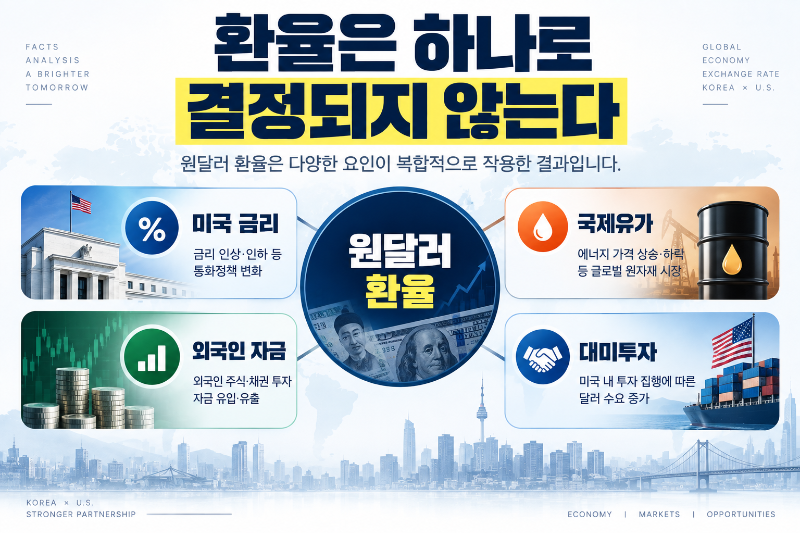 미국 금리 국제유가 외국인 자금 대미투자 등 원달러 환율에 영향을 미치는 주요 변수