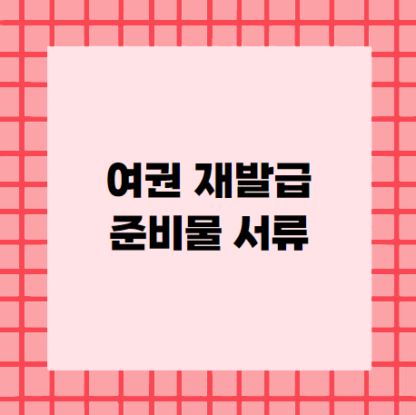 여권 재발급 준비물 서류