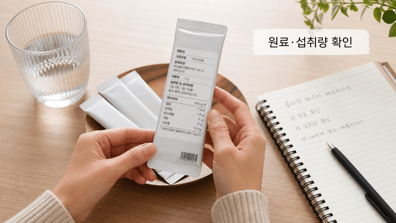 먹는 콜라겐 제품 라벨 확인