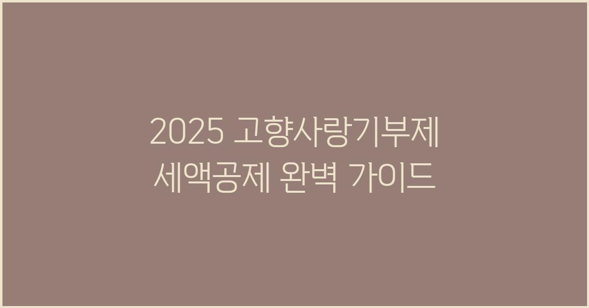 2025 고향사랑기부제 세액공제