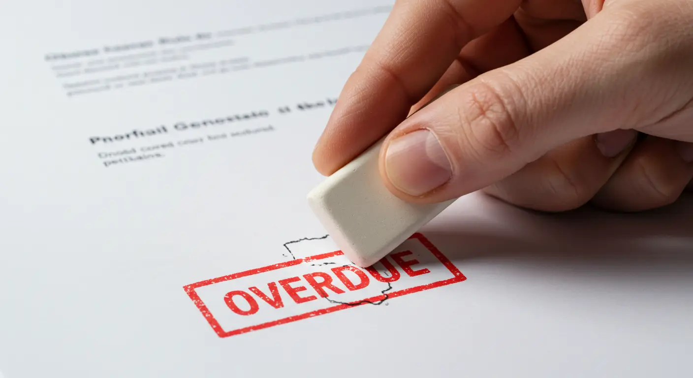 휴대폰 미납 연체 기록을 완납으로 깨끗하게 해결하는 것을 상징하는 이미지