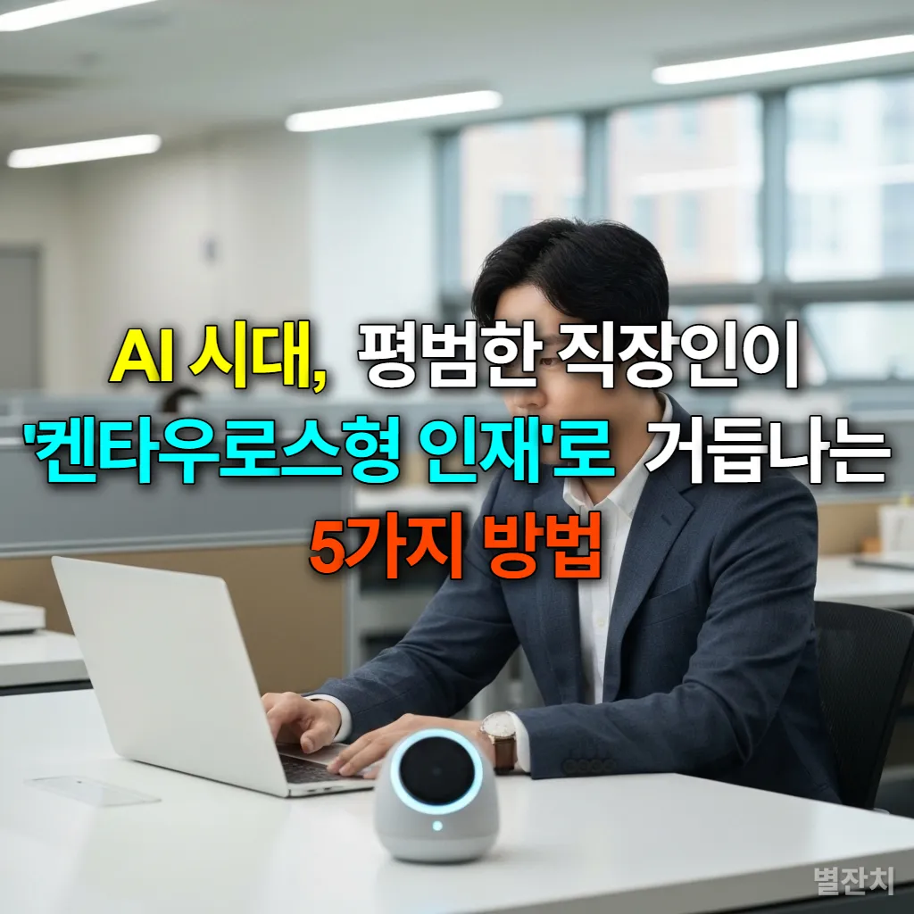 AI 비서와 함께 업무에 집중하는 한국인 직장인의 모습
