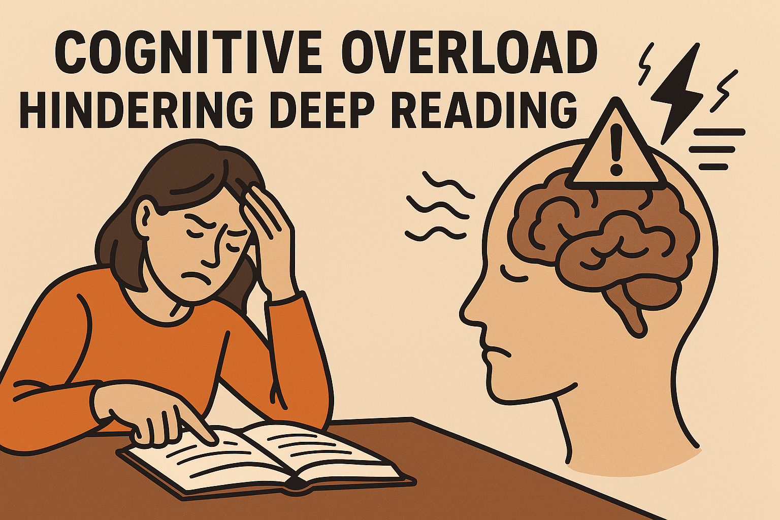 깊이 읽기를 방해하는 인지 부하를 시각적으로 표현한 썸네일 이미지