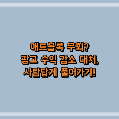 애드블록 우회? 광고 수익 감소 대처, 사람답게 풀어가기!