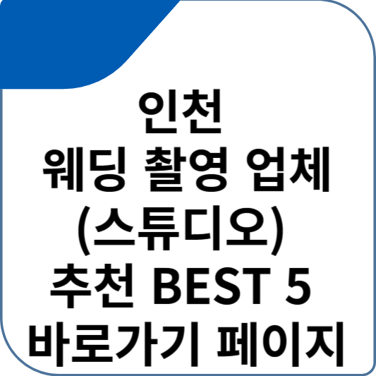인천 웨딩 촬영 업체(스튜디오) 추천 BEST 5 바로가기 페이지