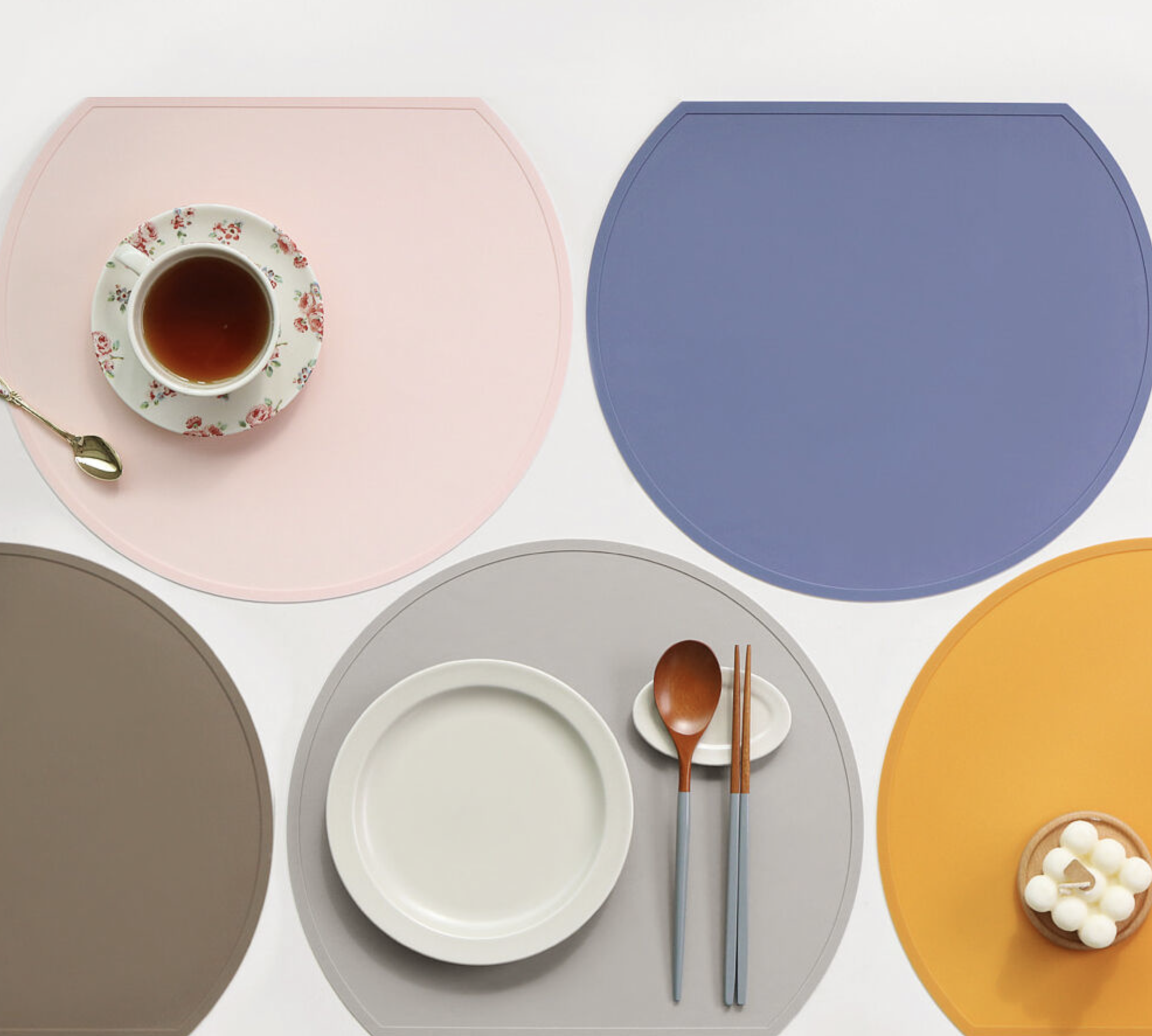 반원 모양 테이블 매트 5가지 색상