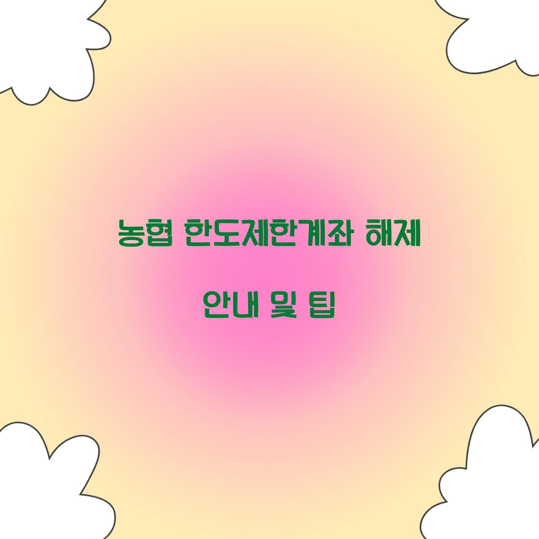 농협 한도제한계좌 해제