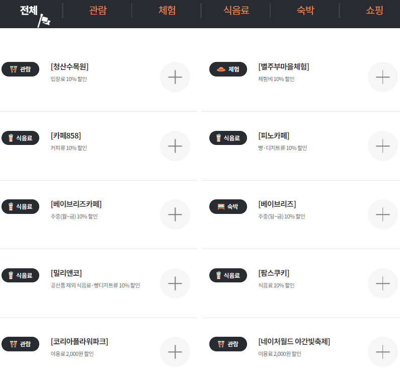 디지털 관광주민증 할인혜택