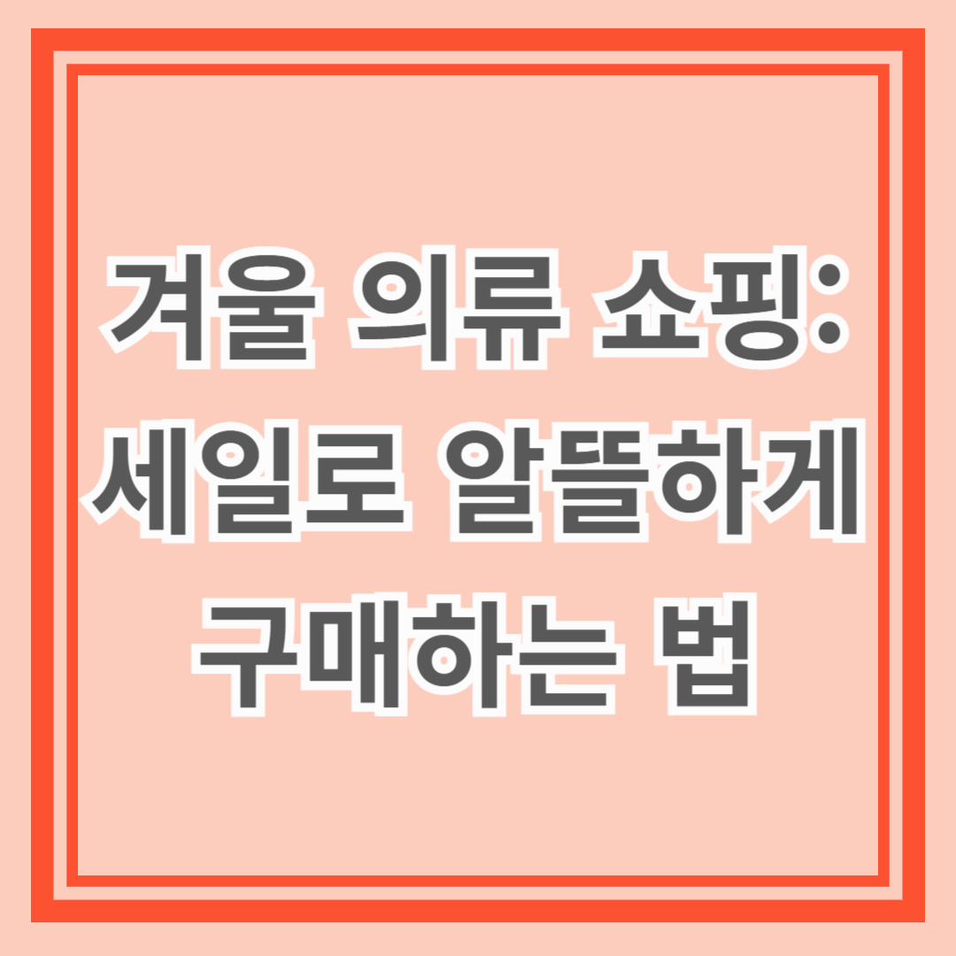 겨울 의류 쇼핑: 시즌오프 세일로 알뜰하게 장만하는 법