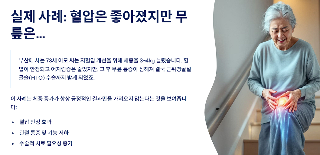 실제 사례: 혈압은 좋아졌지만 무릎은…