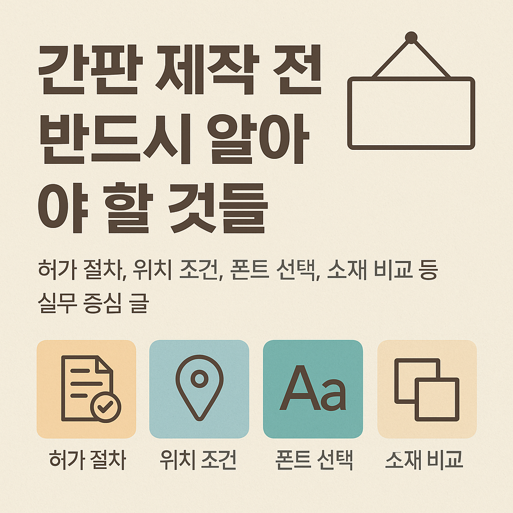 간판 제작 전 반드시 알아야 할 것들(허가 절차, 위치 조건, 폰트 선택, 소재 비교 등 실무 중심 글)