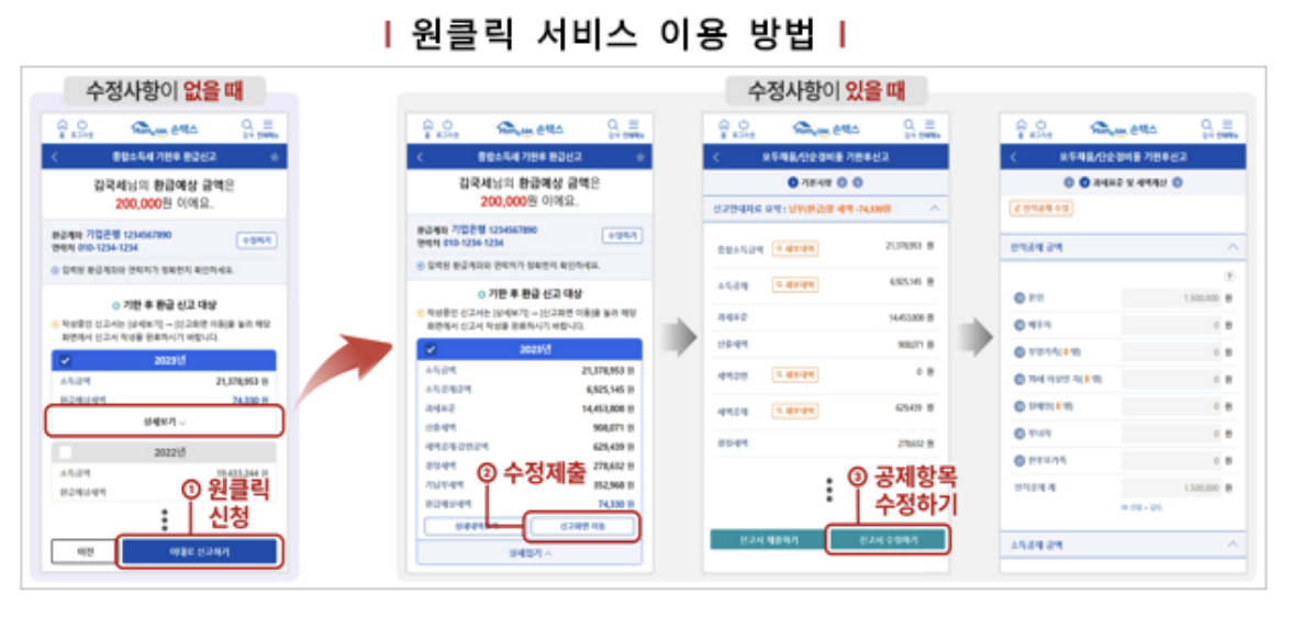 2025 종합소득세 원클릭환급신고 이용방법 및 국세청 서비스