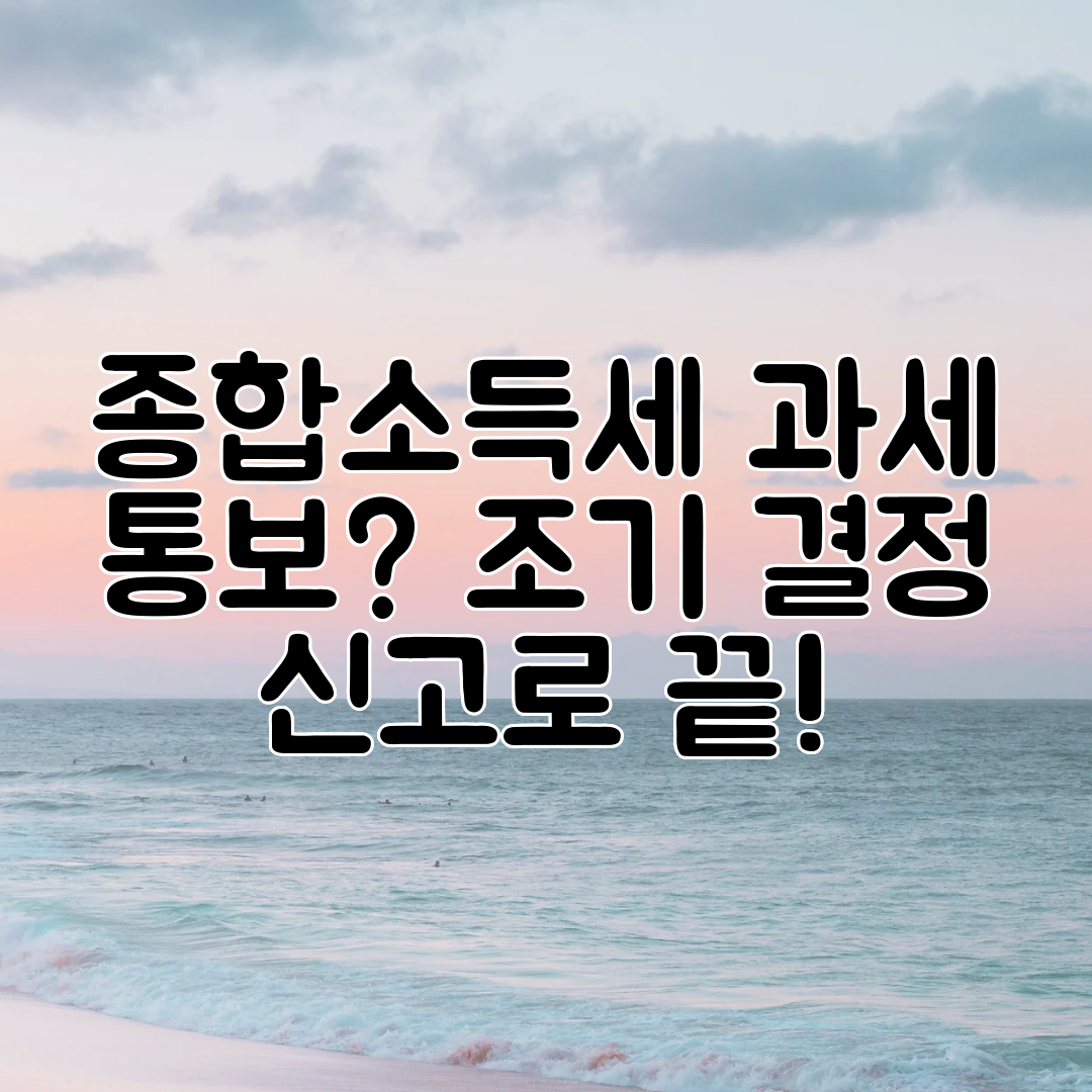 종합소득세 과세 통보 조기 결정 신고로 끝!