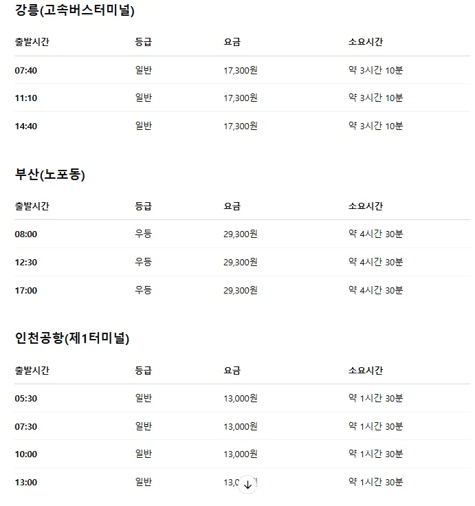 수원시외버스터미널 시간표