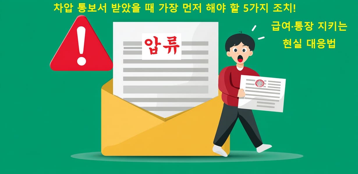 차압 통보서를 받은 순간을 시각화한 경고 스타일의 썸네일 이미지