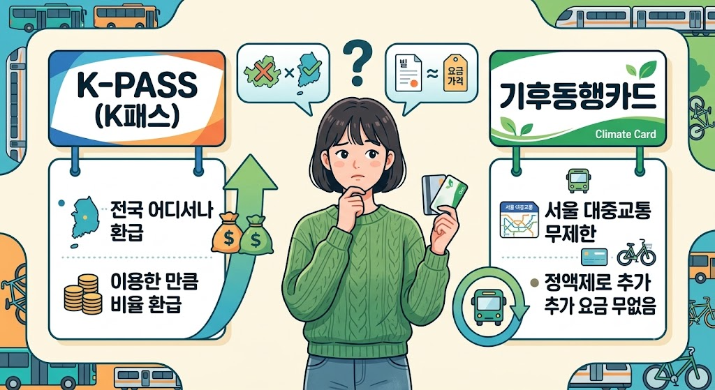 기후동행카드 vs K-패스 완벽 비교! 내게 맞는 교통카드 신청 방법 및 혜택 총정리