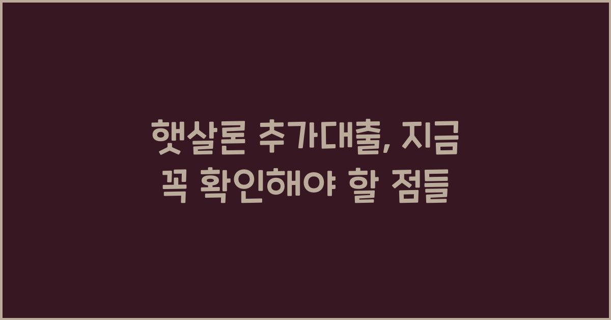 햇살론 추가대출