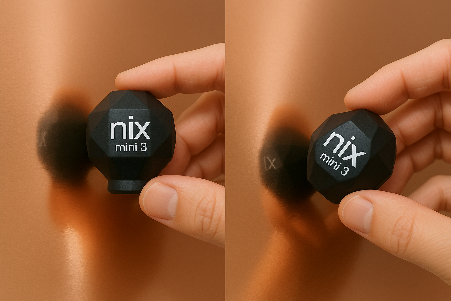 유광 표면에서 각도를 달리해 Nix Mini 3로 측정하는 장면