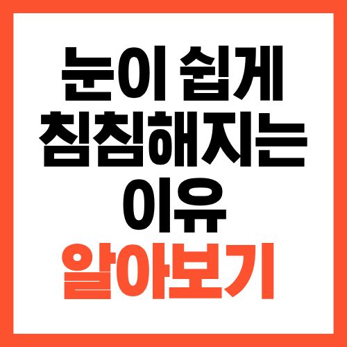 눈이 쉽게 침침해지는 이유 시력보다 이 습관부터 의심하세요