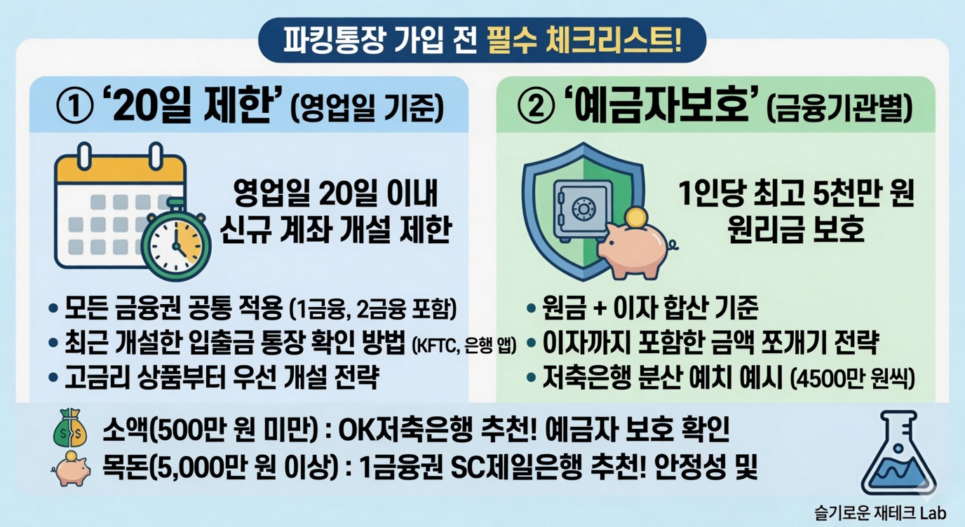 킹통장 가입 전 반드시 확인해야 할 '20일 제한' 및 '예금자보호' 체크리스트