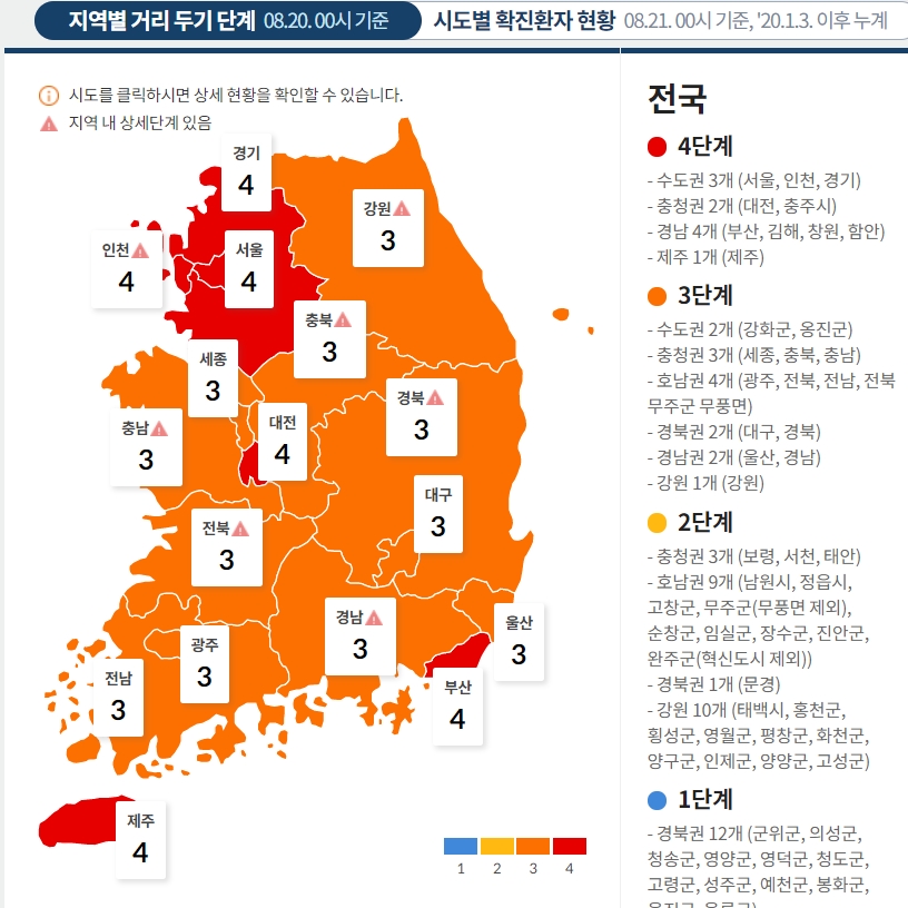 사회적 거리두기 4단계
